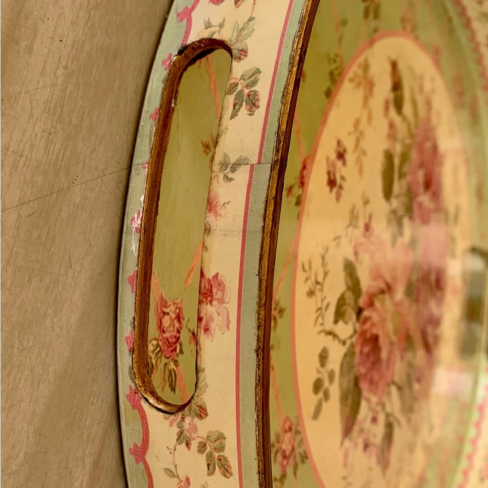 Vintage Floral Oval Tray